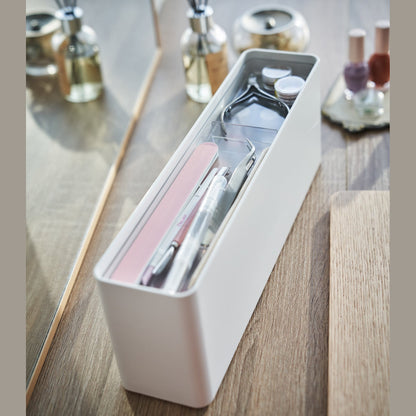 An open Yamazaki Nail Polish Organizer showing its transparent tray.