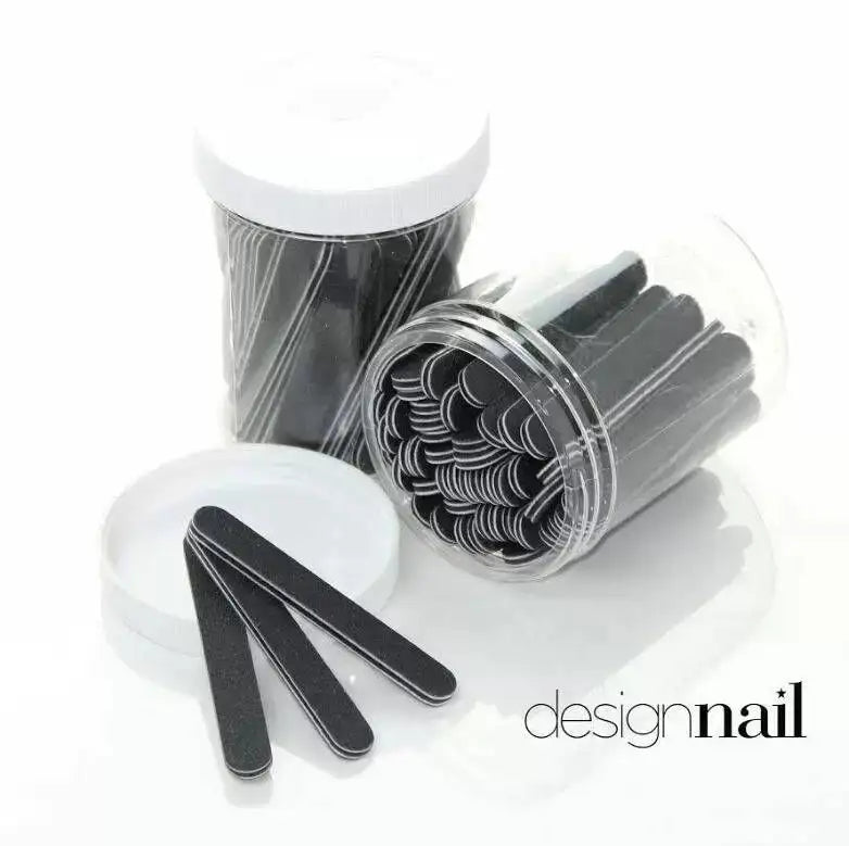 Design Nail 2-Way Mini File 180/180Grit - Black - 50 Count
