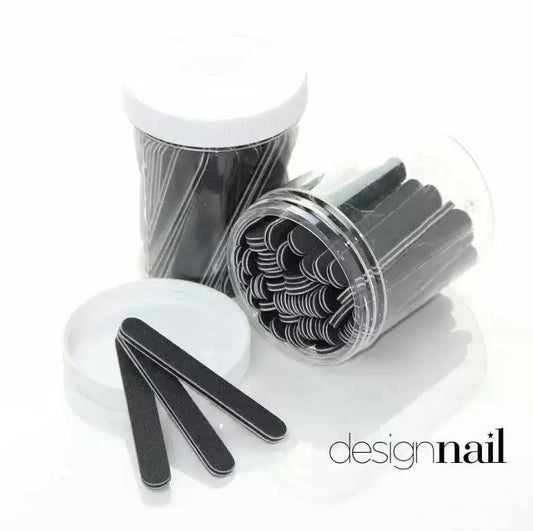 Design Nail 2-Way Mini File 180/180Grit - Black - 50 Count