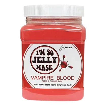 I'm So Jelly Vampire Blood hydrojelly face mask in clear jar for firming and plumping skin