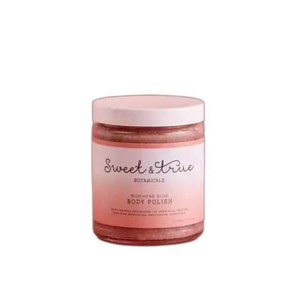 Sweet & True Blooming Bliss Body Polish 8 oz floral sugar scrub jar