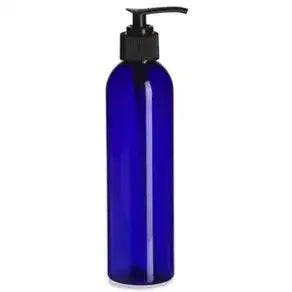 8oz Cobalt Blue PET Cosmo Round Bottle with Pump