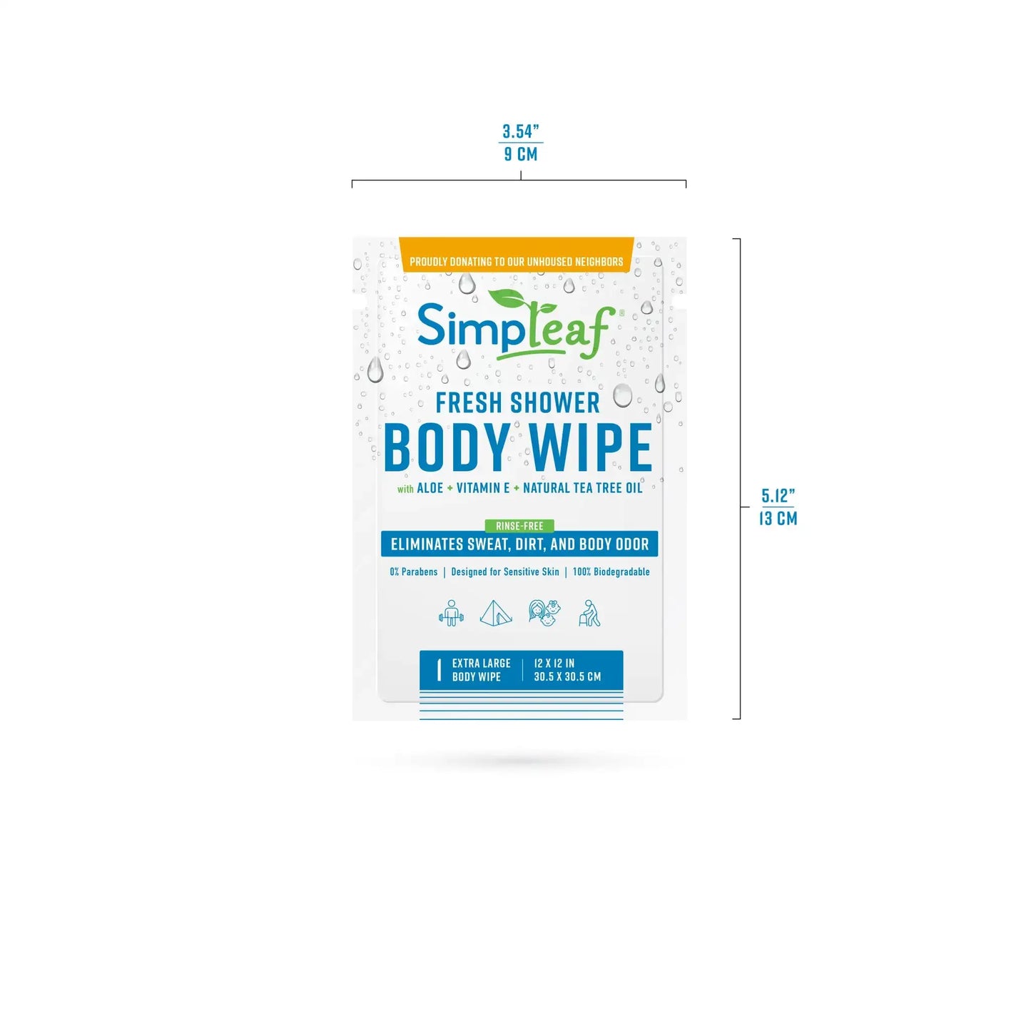 Simpleaf XL Fresh Shower Body Wipes - 20 Count