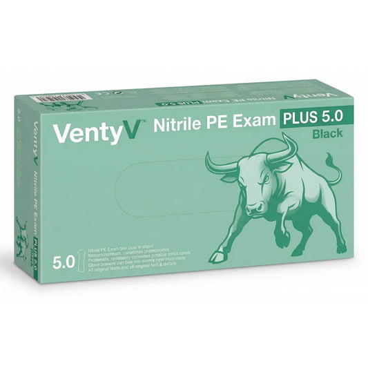 Ventyv® Nitrile Powder-Free Exam PLUS 5.0 Black (Bull) - X-Small - 100 Count