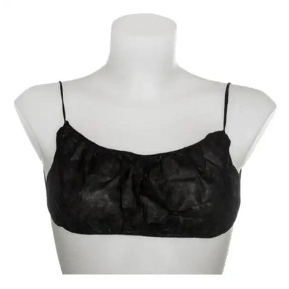 Disposable backless bikini top in white, single-use spa garment for body treatments