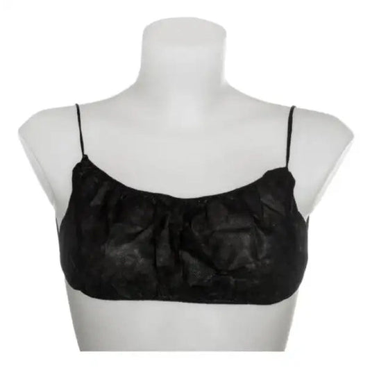 Disposable backless bikini top in white, single-use spa garment for body treatments