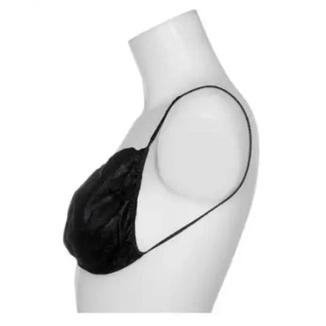 Disposable backless bikini top showing open-back design for spray tan and waxing services