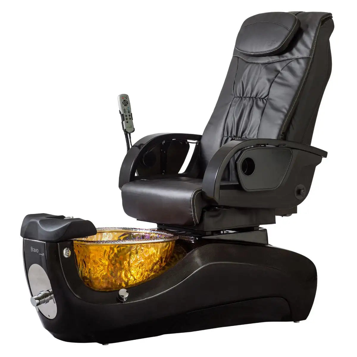 Continuum Bravo Pedicure Spa, black base, slate upholstery, gold bowl