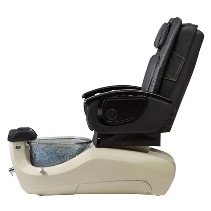 Continuum Bravo Pedicure Spa, cream base, slate upholstery, crystal bowl