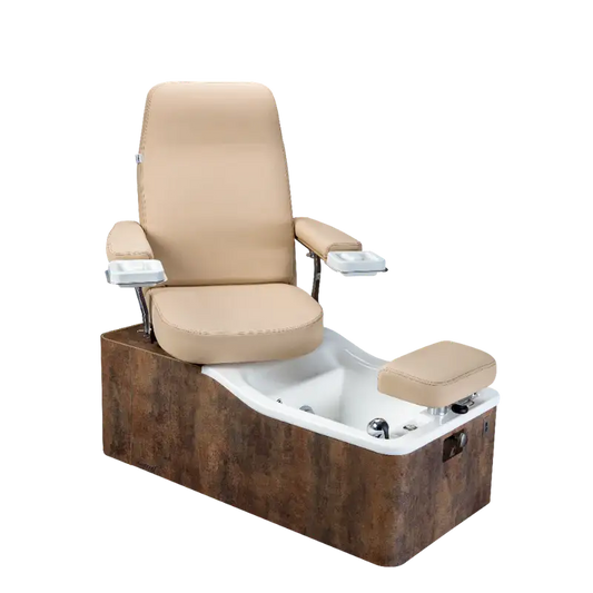 LEMI Capri Electrically Adjustable Pedicure Spa Chair With Pipeless Hydromassage Pedicure Tub, Manicure Bowls, 180° Rotation Seat and Adjustable Foot Support