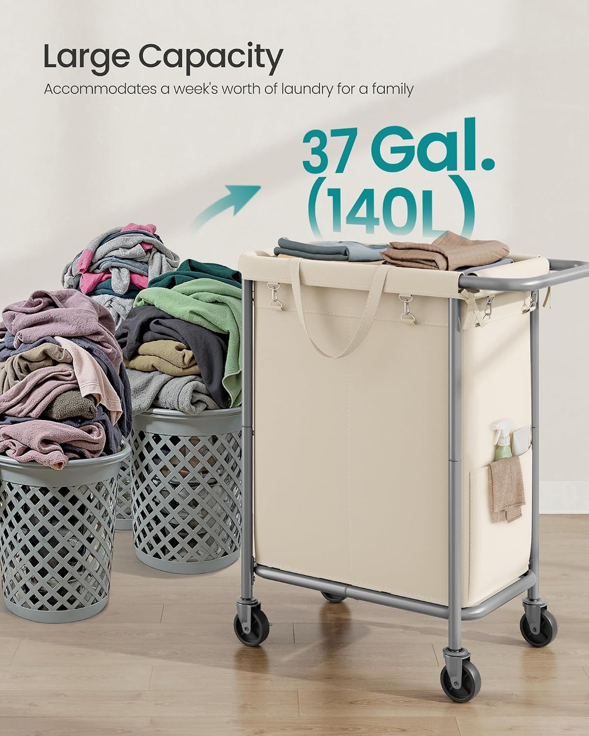 2 Compartment Laundry Cart