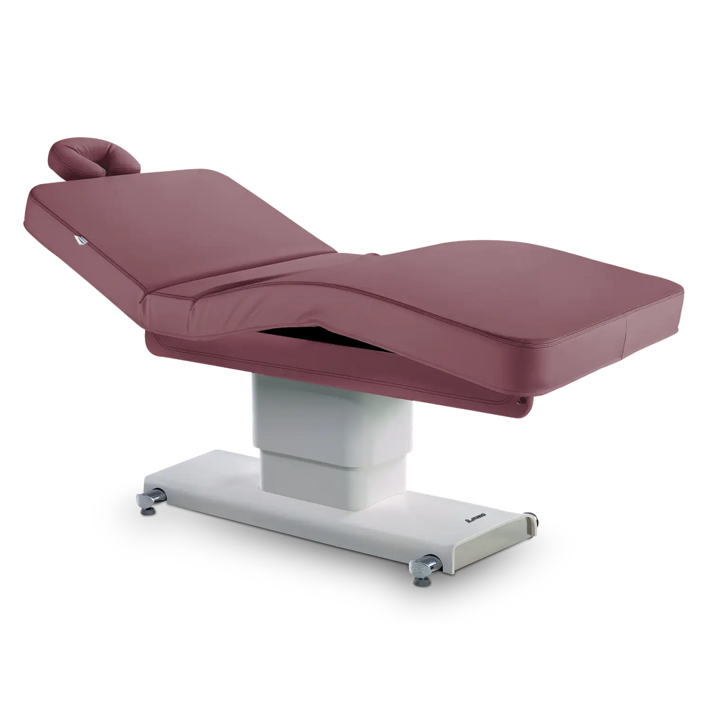 LEMI Centrun Classic 3 Motor Electrically Adjustable Height, Back and Leg Multifunctional Spa Table With Central Column Base, Handset Control and 4.72" Thick Mattress - (White Frame, Taupe Frame)