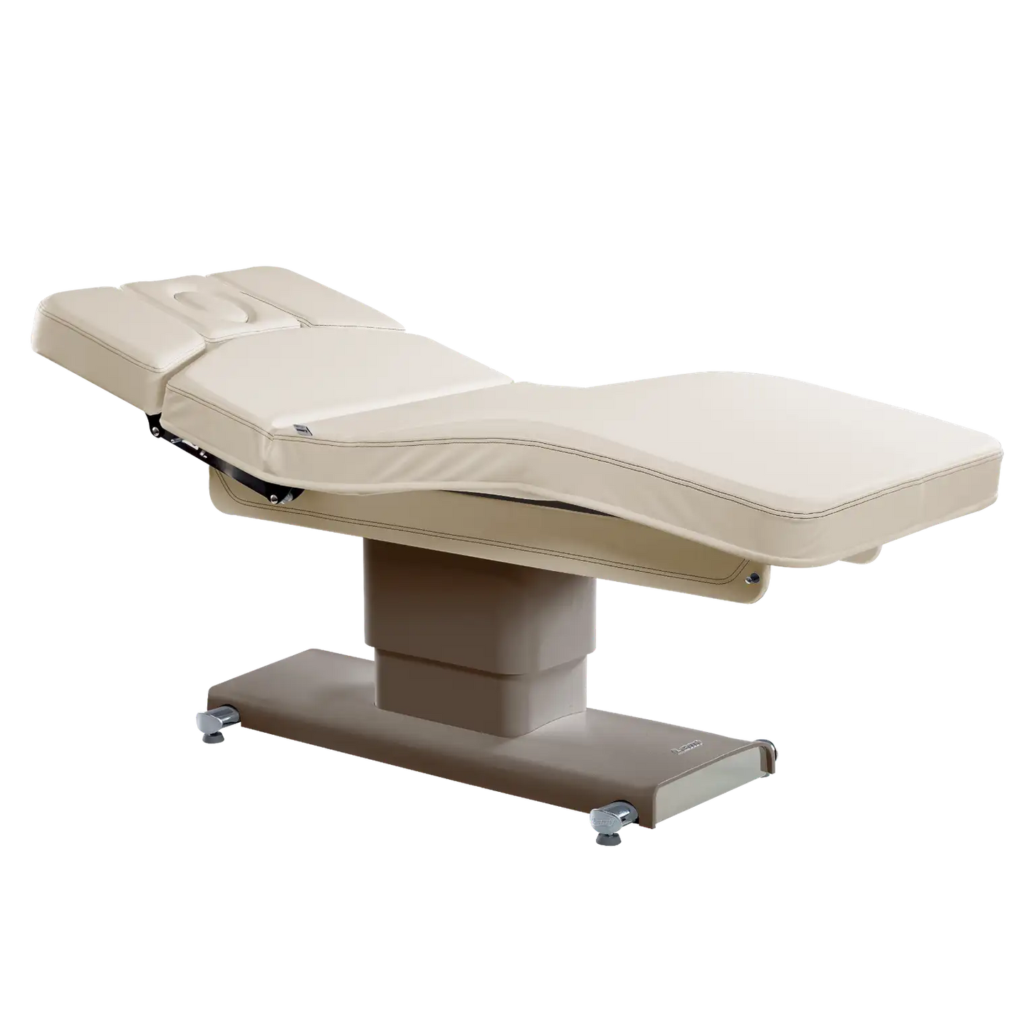 LEMI Centrun Evo 3 Motor Electrically Adjustable Height, Back and Leg Multifunctional Spa Table With Central Column Base, Handset Control and 4.72" Thick Mattress - (Natural Frame, Wengé Frame, Milky Frame)