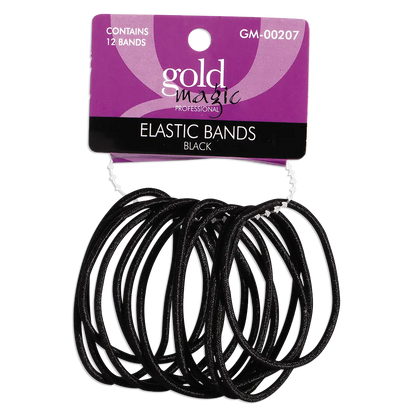 Gold Magic Professional Elastic Hairbands - 12 Count