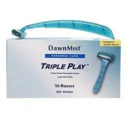 Triple Blade Disposable Green Razor with Lube Strip, Individually Wrapped - 144ct