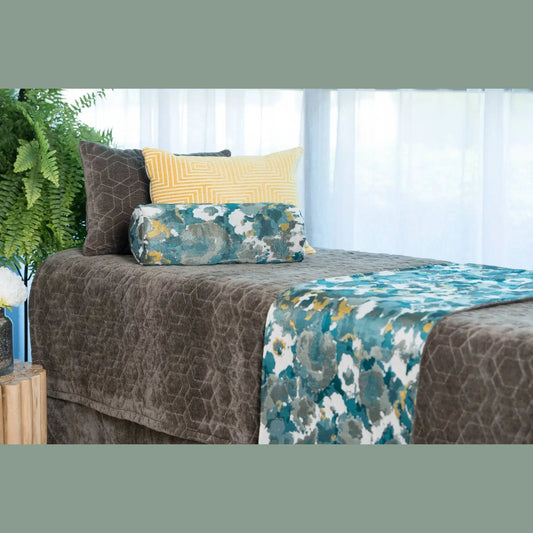 Luxury Therapeutics Table Scarf- Santorini Teal/Solid Graphite