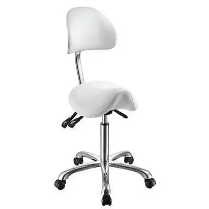 Rolling Saddle Stool with Back Support (3motion) - Silver Fox 1025A - White
