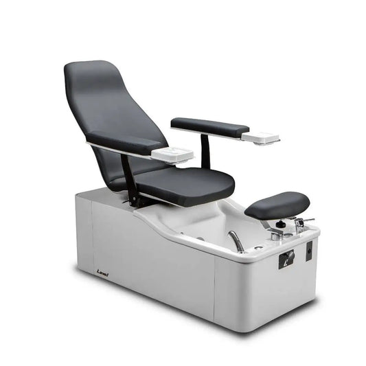Elba Manually Adjustable Pedicure Spa Chair With Pipeless Hydromassage Pedicure Tub, Manicure Dishes, 180° Rotation Seat and Adjustable Foot Support