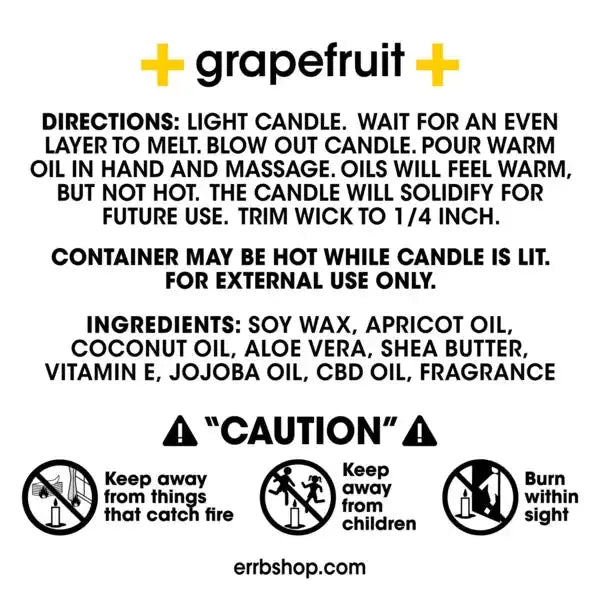 errbshop massage oil candle + cbd    - Grapefruit 6 OZ