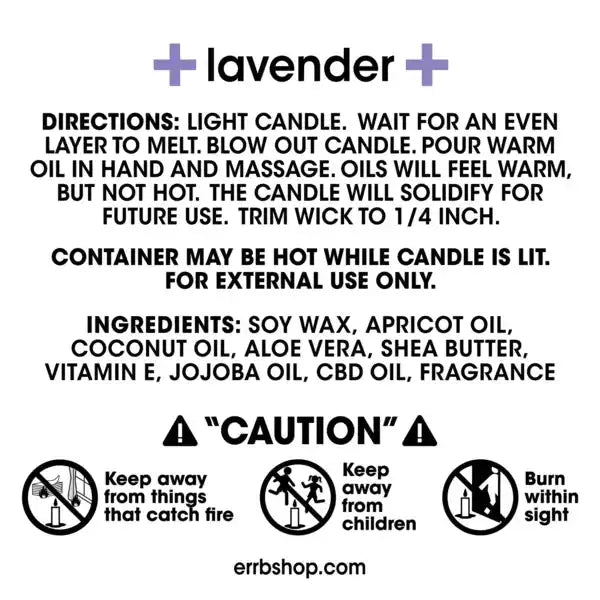 errbshop massage oil candle + cbd    - Lavender  6 OZ