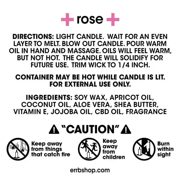 errbshop massage oil candle + cbd    - Rose/Sage 6 OZ