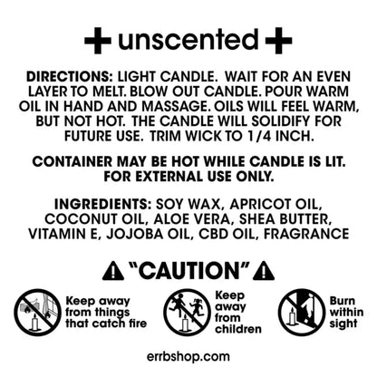 errbshop massage oil candle + cbd    - Unscented 6 OZ
