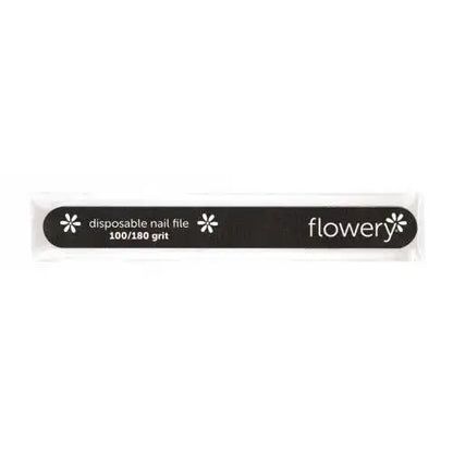 Flowery Disposable Cushion Core Nail File, 100/180 Grit, Black - 100 ct