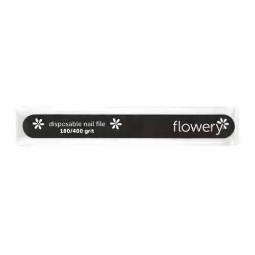 Flowery Cushion Core Nail File 180/400 Grit, Black - 100 Ct