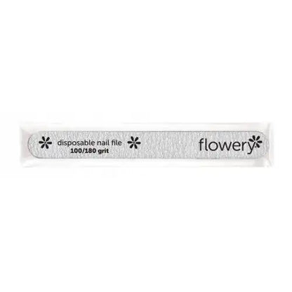 Flowery Disposable Cushion Core Nail File, 100/180 Grit, Silver - 100 ct