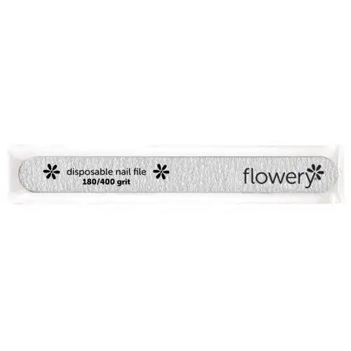 Flowery Disposable Cushion Core Nail File, 180/400 Grit, Silver, 100 ct