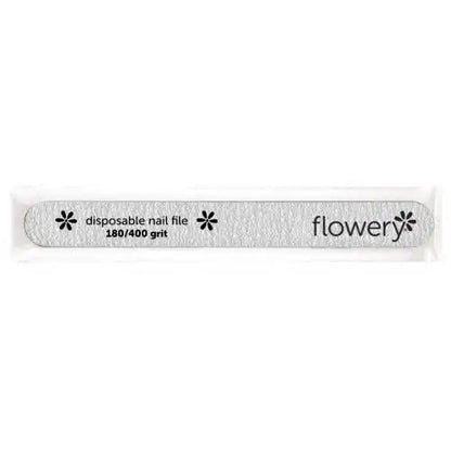 Flowery Disposable Cushion Core Nail File, 180/400 Grit, Silver - 100 ct