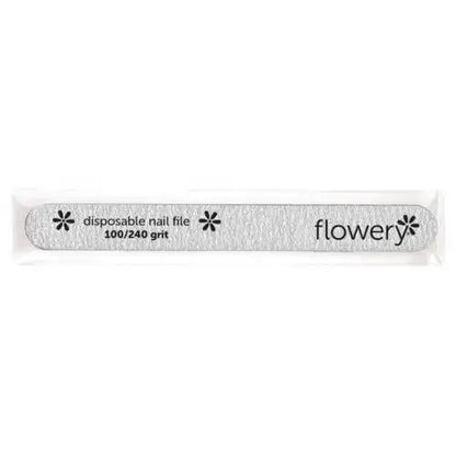 Flowery Disposable Cushion Core Nail File, 100/240 Grit, Silver - 100 ct