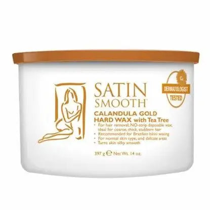 Satin Smooth Calendula Gold Hard Wax with Tea Tree 14 oz can, strip-free hard wax for sensitive skin
