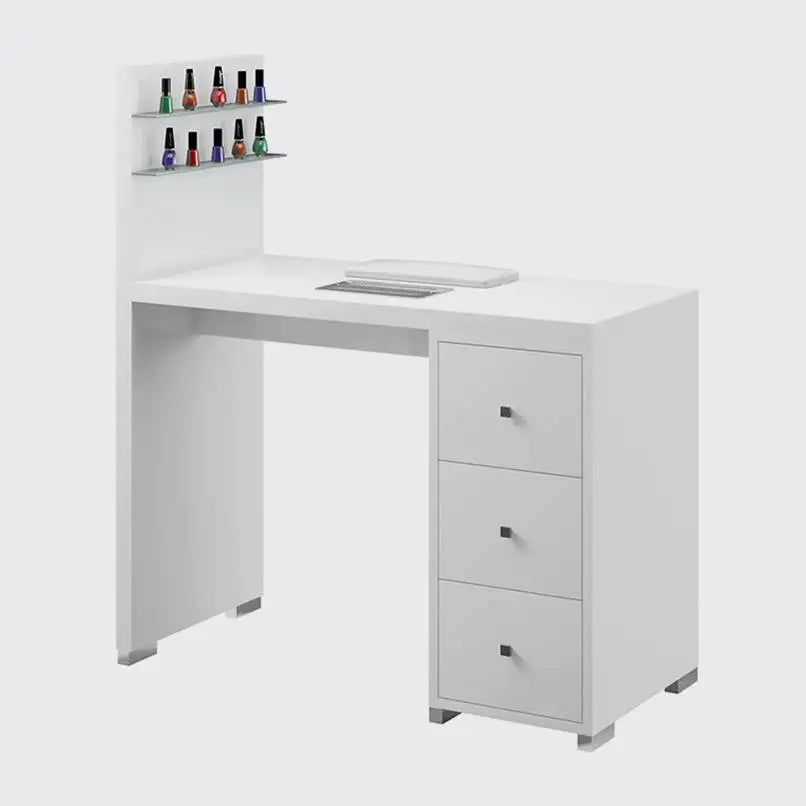 Grace Manicure Table: Includes Polish Display, Nail Dust Collector, Handrest Cusion and 3 Drawers