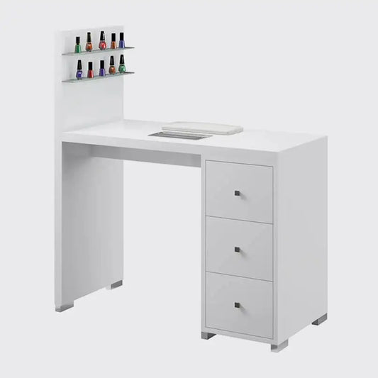 Grace Manicure Table: Includes Polish Display, Nail Dust Collector, Handrest Cusion and 3 Drawers