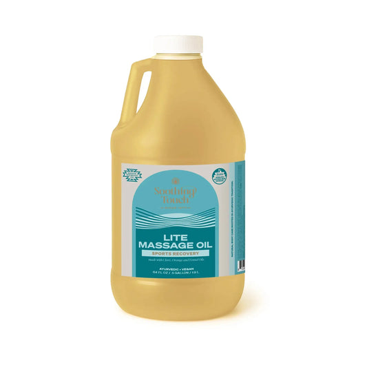 Soothing Touch Sports Recovery Lite Massage Oil, 1/2 gallon jug of lightweight water-dispersible sports massage oil