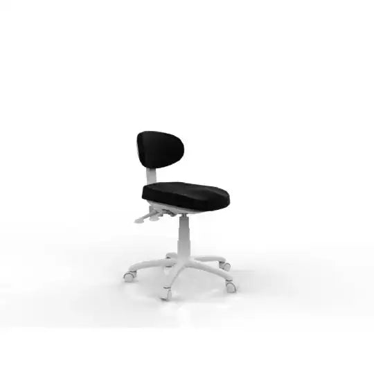 Silverfox 8C01 adjustable medical stool with back support in black microfiber leather, 5-leg base