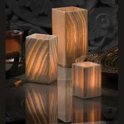 Solid Alabaster Luxor Square Mid-Size Lamp