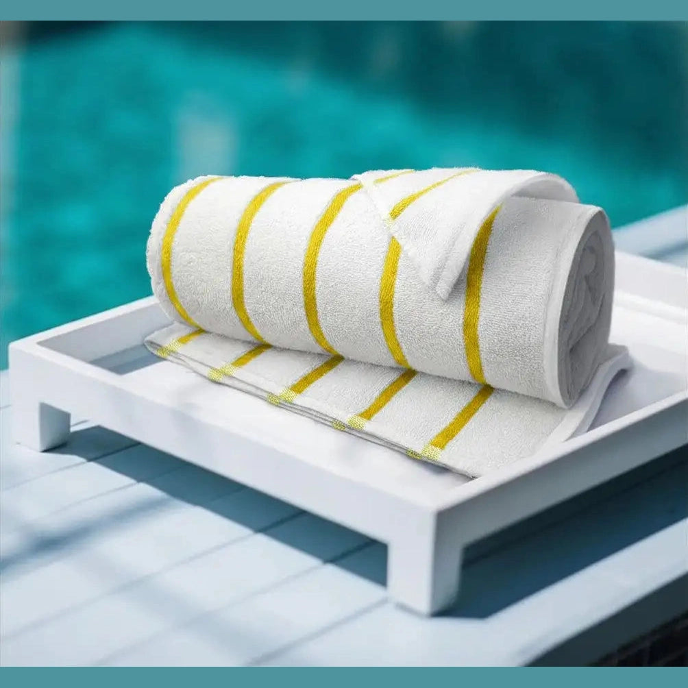 Boca Terry Nautique Horizontal Stripe Pool Towel - Yellow