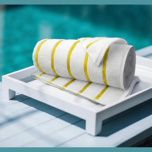 Boca Terry Nautique Horizontal Stripe Pool Towel - Yellow