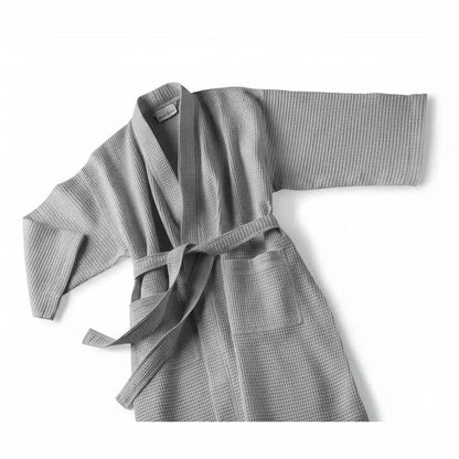 Boca Terry Basic Waffle Kimono Robe - Grey