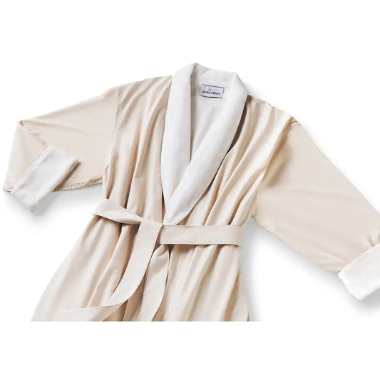 Boca Terry Microfiber Shawl Collar Robe with French Terry Lining - OSFM - Eggshell