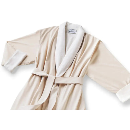Boca Terry Microfiber Shawl Collar Robe with French Terry Lining - Medium - Eggshell