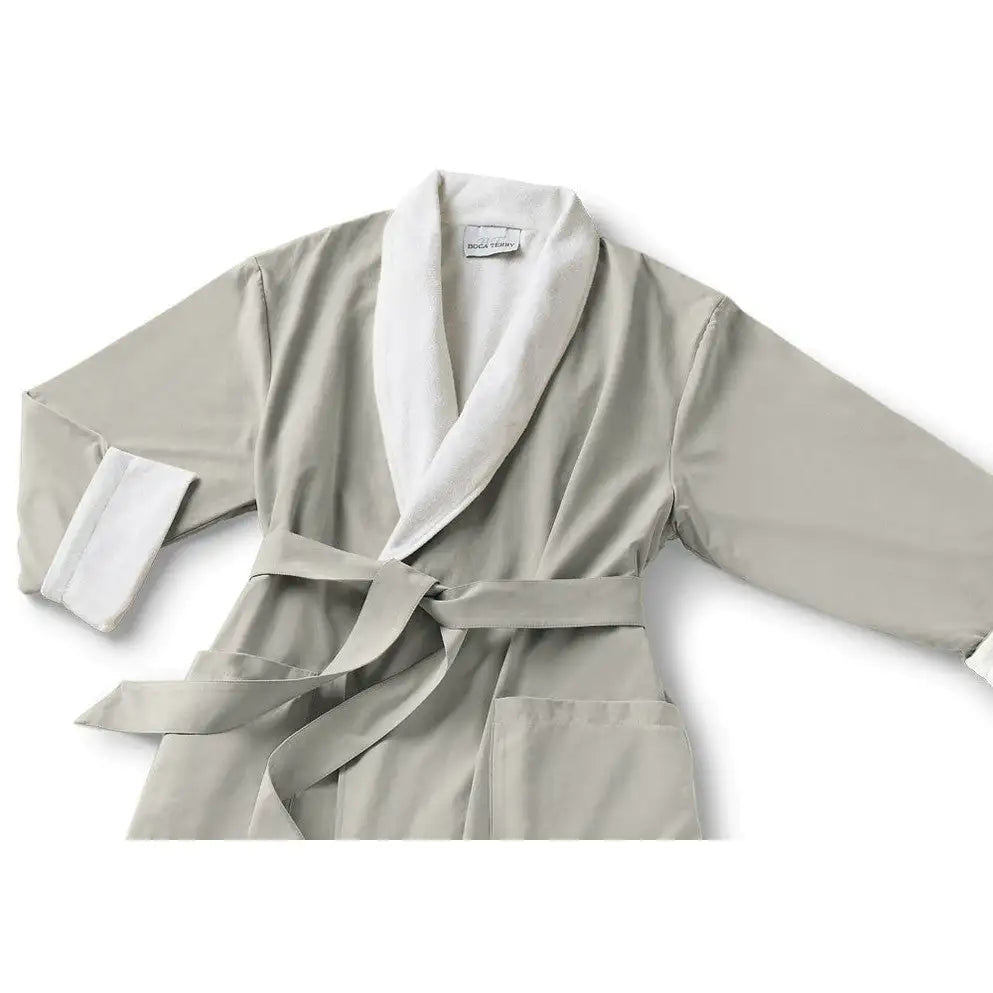 Boca Terry Microfiber Shawl Collar Robe with French Terry Lining - OSFM - Parchment
