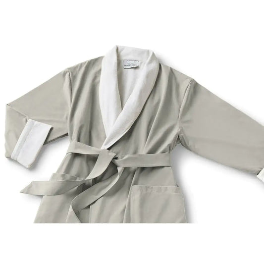 Boca Terry Microfiber Shawl Collar Robe with French Terry Lining - OSFM - Parchment