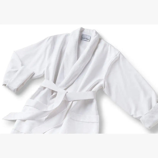 Boca Terry Microfiber Shawl Collar Robe with French Terry Lining - OSFM - White