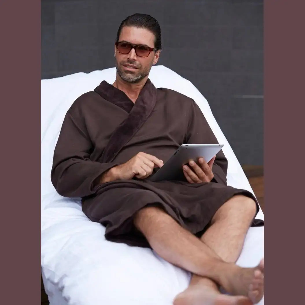 Microfiber Shimmer Lined Robe (Chocolate) - OSFM