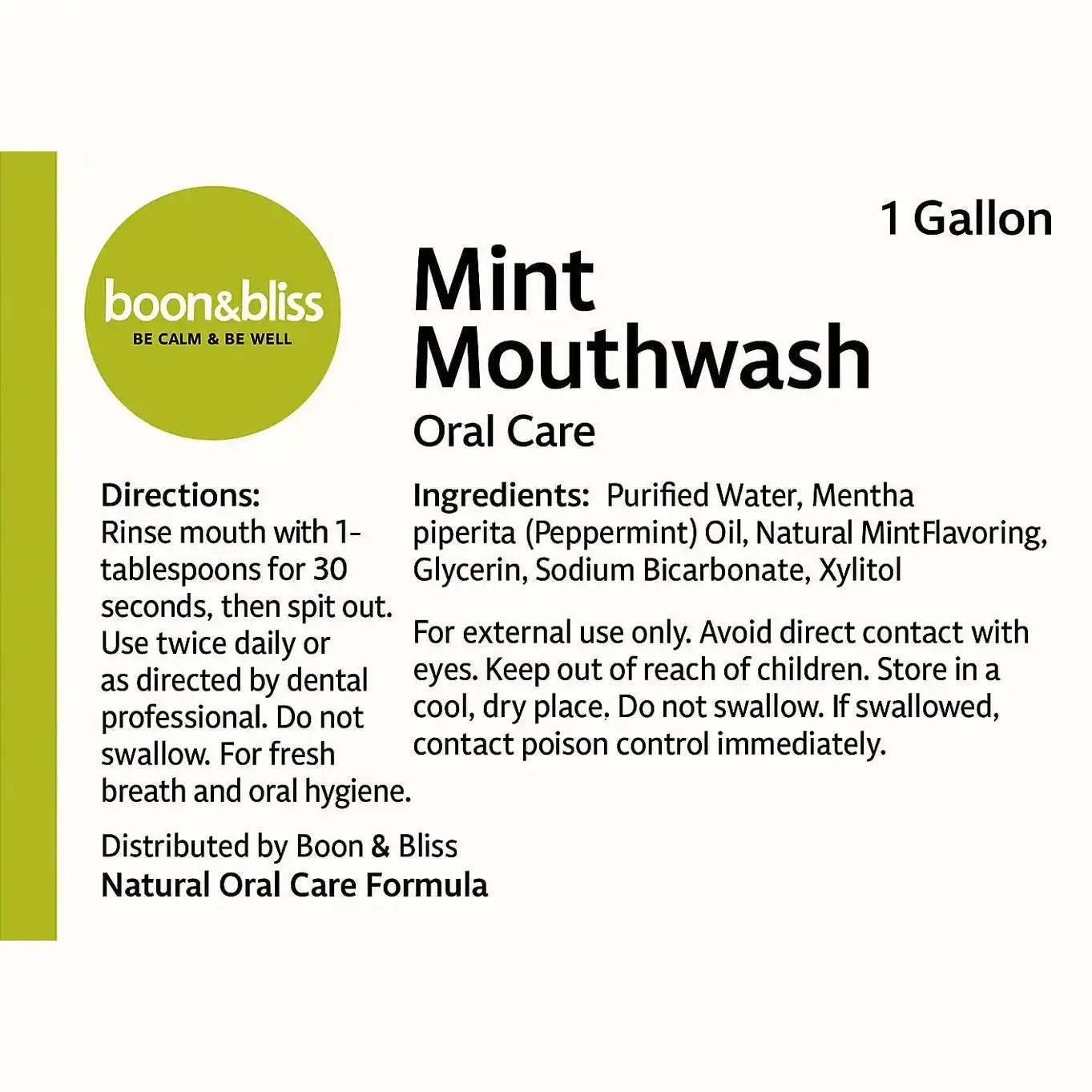 Boon & Bliss Mint Mouthwash - Gallon