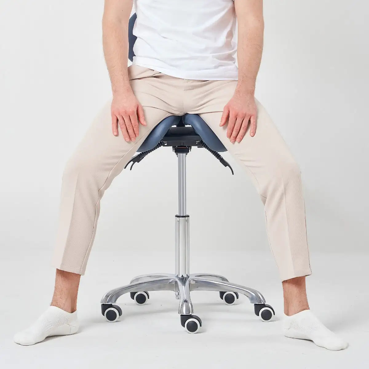 Master Massage Berkeley Saddle Stool with Backrest - Royal Blue