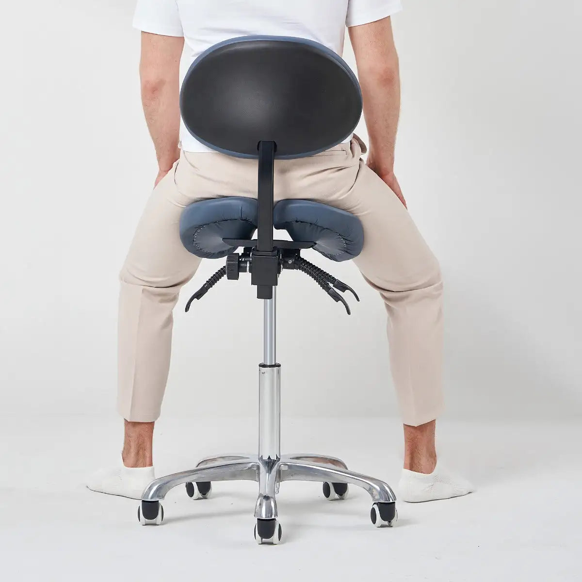 Master Massage Berkeley Saddle Stool with Backrest - Royal Blue